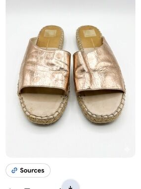 Dolce Vita Metallic Rose Gold Slide Espadrille Mules